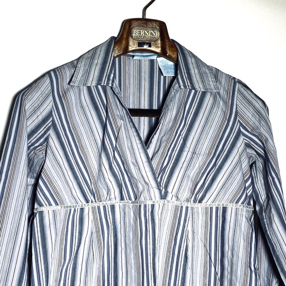 4/$25 Announcements Maternity Blouse Long Sleeve Career Work Waist Tie Sz S - Picture 2 of 10
